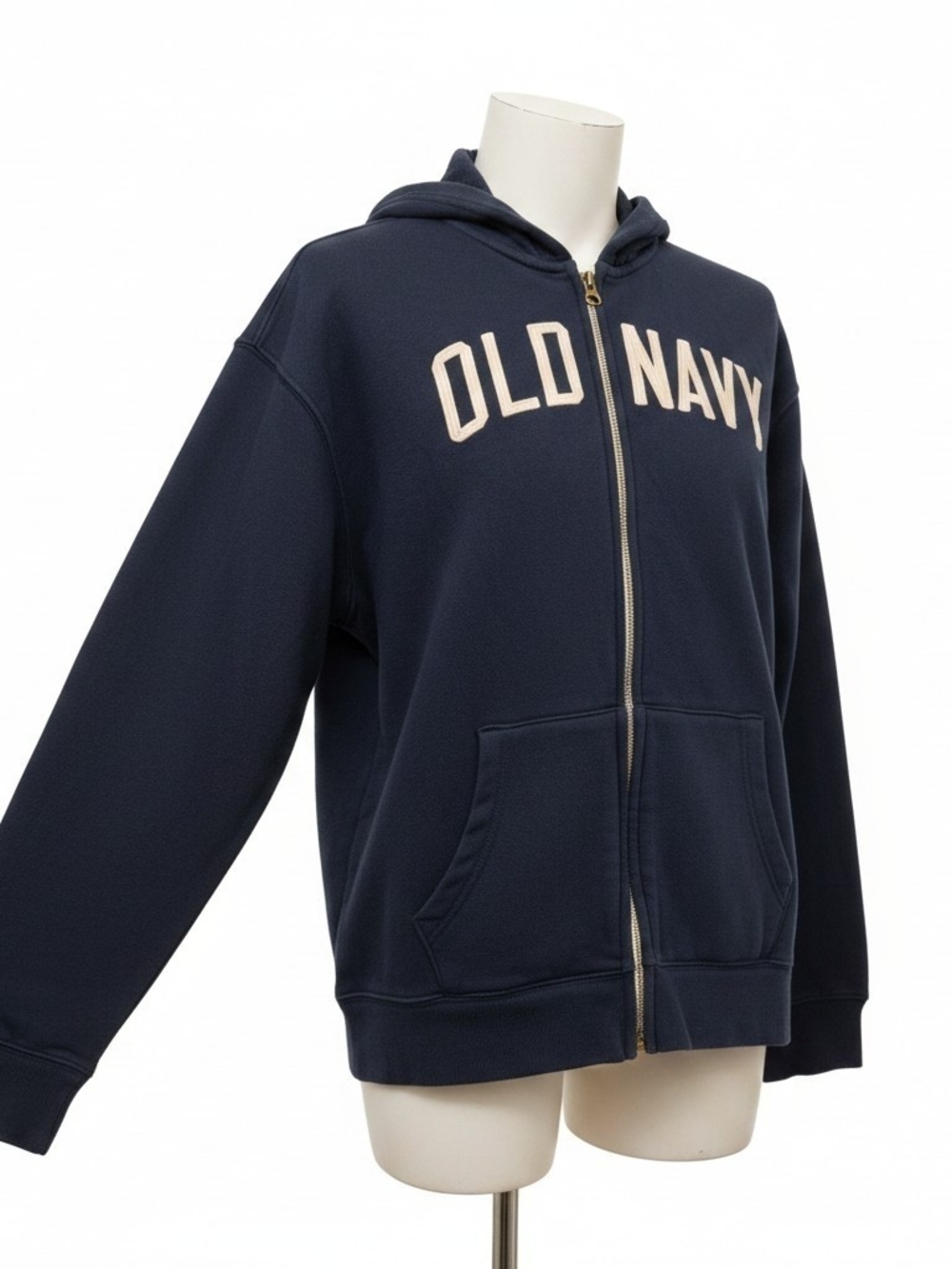Old Navy Navy Zip-Up Hoodie with Front Logo Youth XL